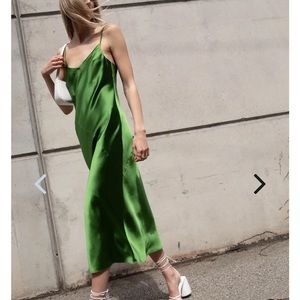 OAK + FORT Green Slip Dress